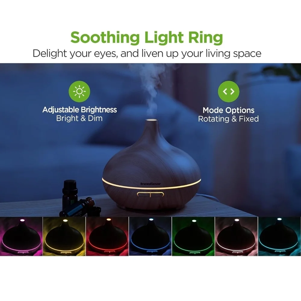 400ml Diffuser Ultrasonic Diffuser Cool Mist Humidifier with 4 Timers 7 Colors
